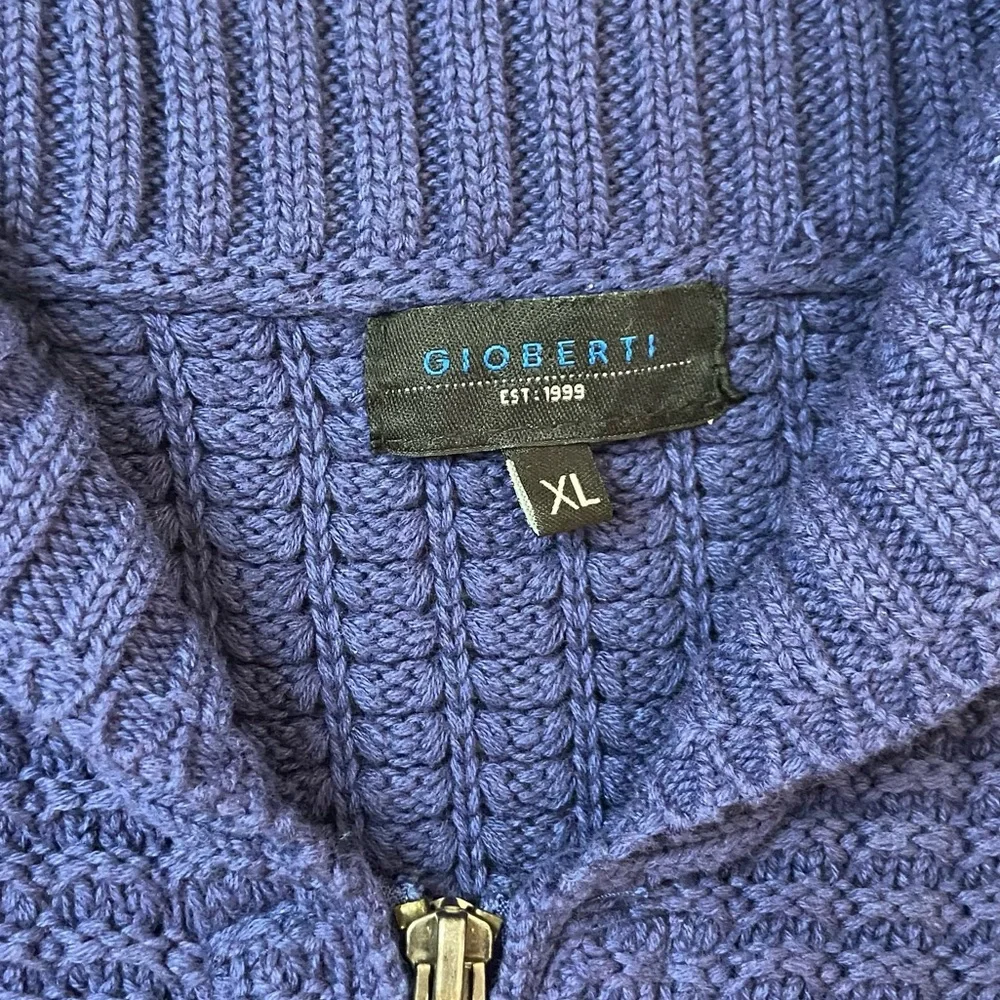 Gioberti Milano Rib Knitted Blue Notre Dame Full Zip Sweater Men’s XL